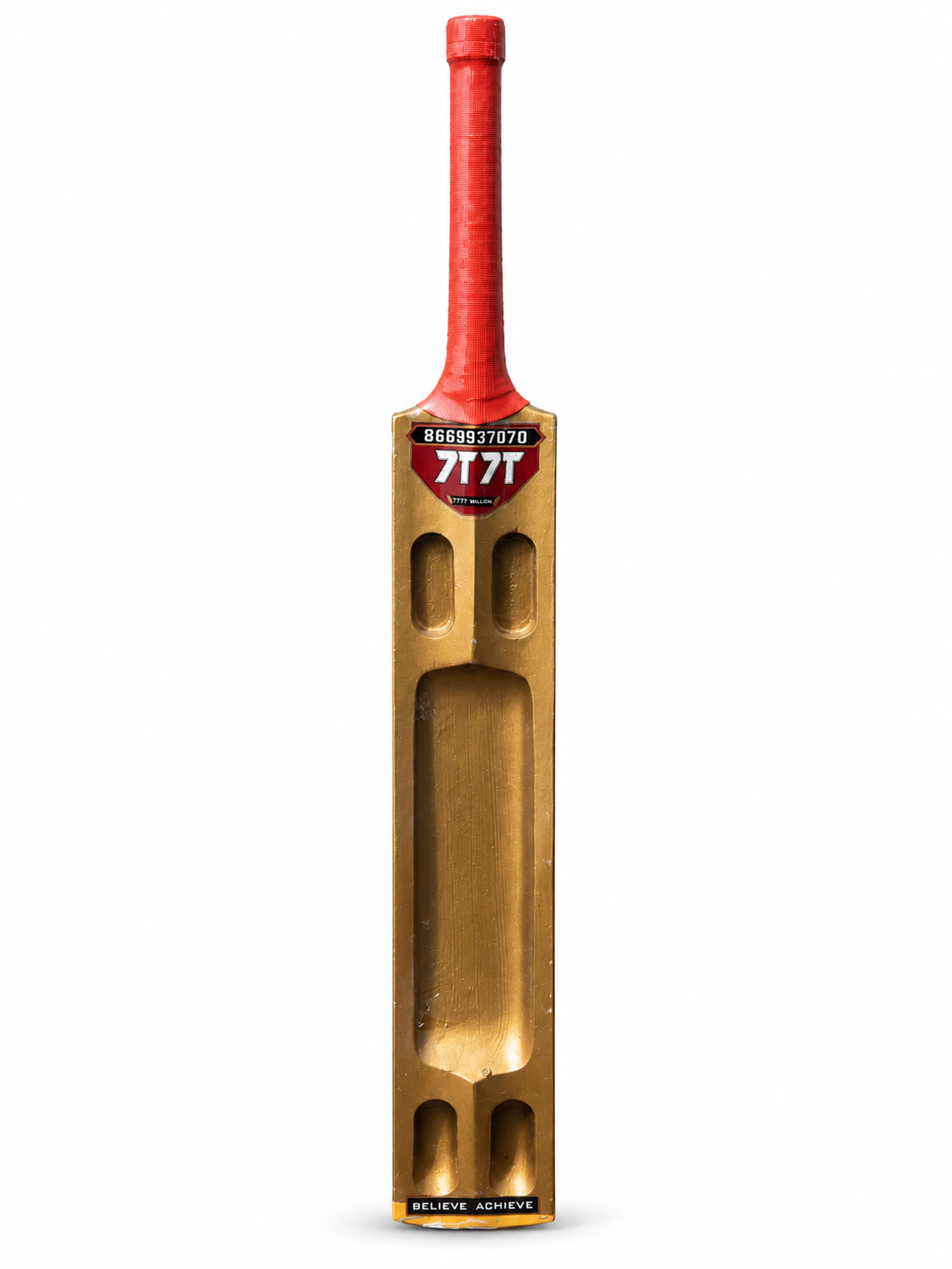 7T 7T Million gold scoop cricket bat with red handle